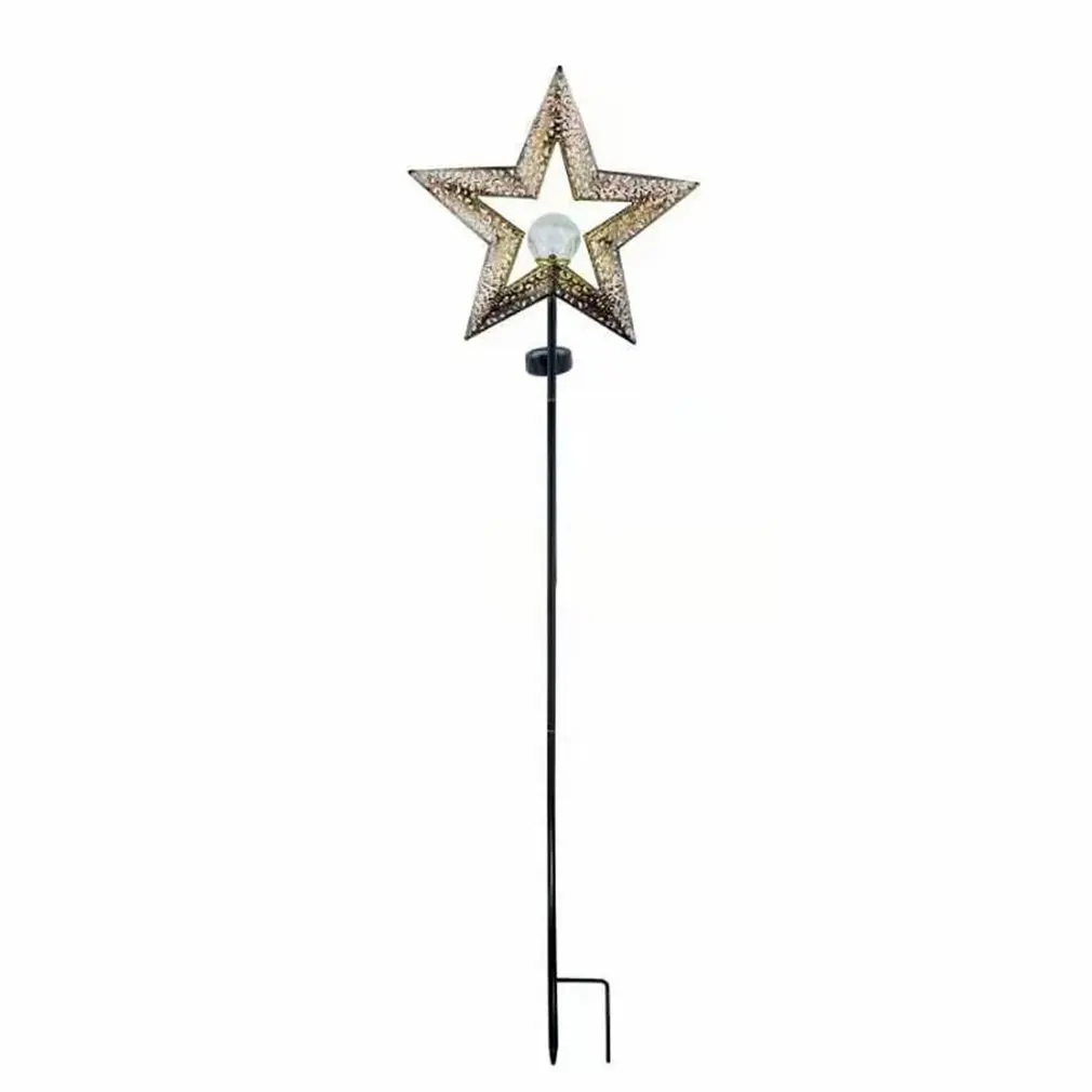 

Garden Solar Lights Pathway Outdoor Moon Crackle Glass Globe Stake Metal Lights Waterproof LED Light For Lawn Patio