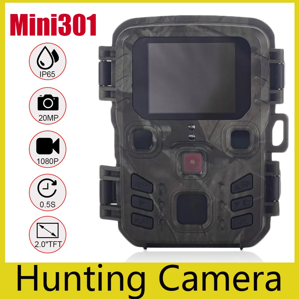 Hunting Trail Camera 20MP 1080P HD Outdoor Wildlife Monitoring Camera Hunting Camera Mini 301 Night Vision Camera