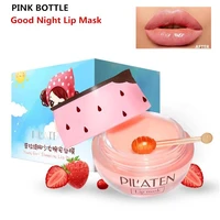 creative pink bottle one piece lip brush good night lips mask moisturizing anti chapped fades lip lines lips mask nourishing 10g