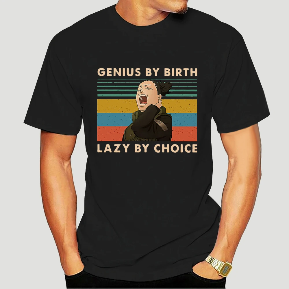 Винтаж Genius от рождения ленивый по выбору Nara Shikamaru рубашка с короткими рукавами