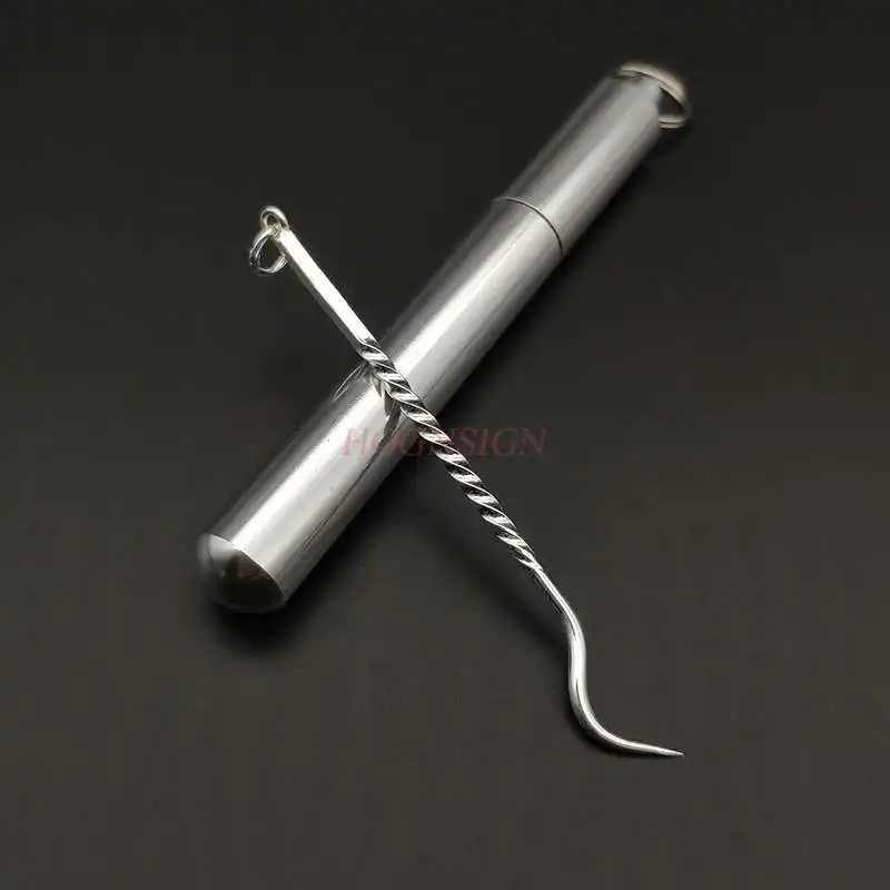 990 чистое серебро стерлингового серебра зубочистка крюк портативный клещевый