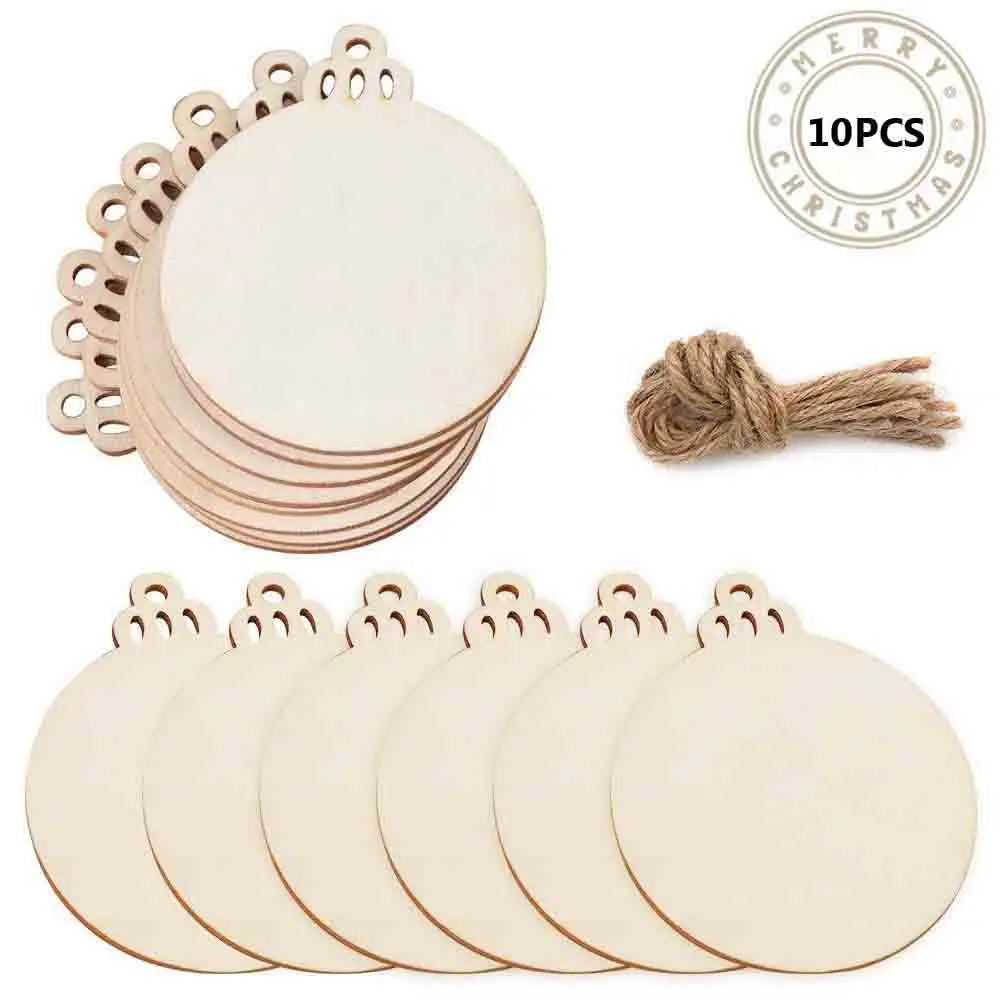 10 шт. DIY деревянные круглые фенечки подвесные Рождественские шары художественные
