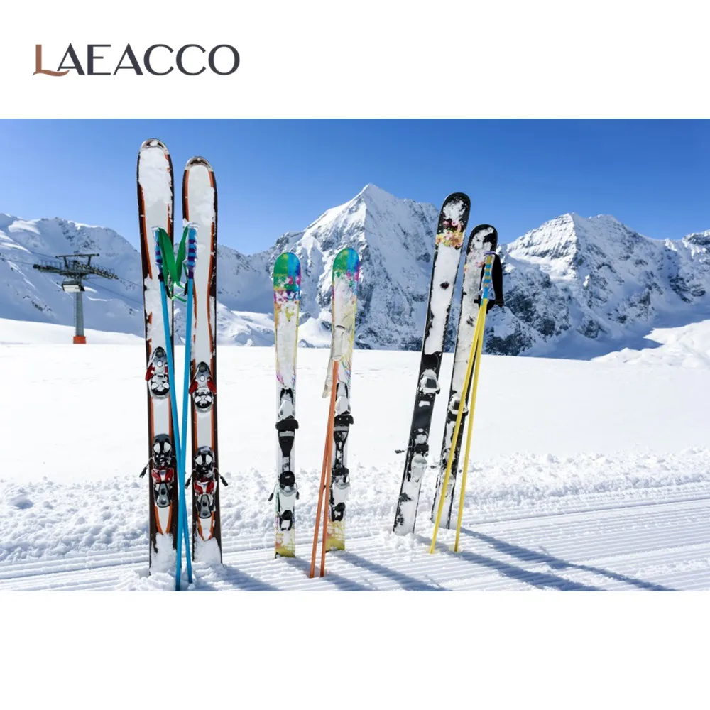 Laeacco зимние Горные лыжи Сланец солнечный день для отдыха и вечеринок фоновая