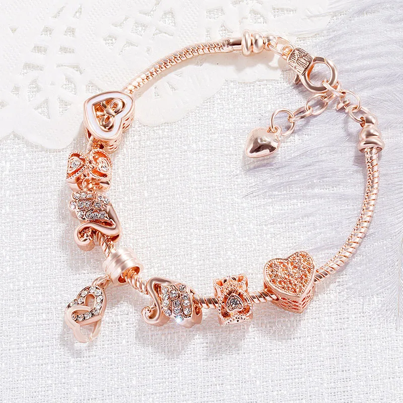 Подвеска сердце персик браслет женский Diy маленький лебедь бусинки с большими