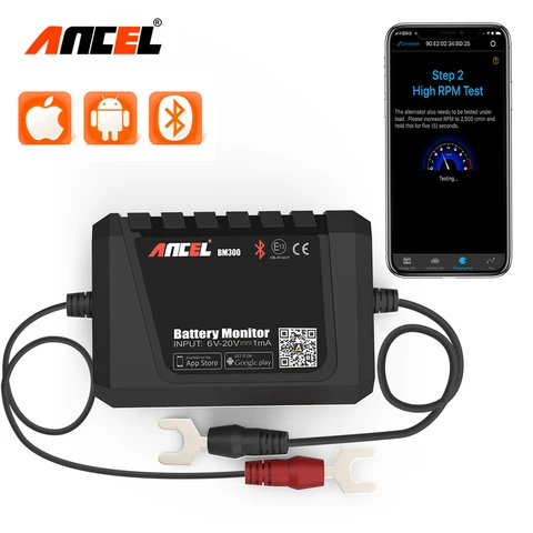 Тестер аккумулятора ANCEL BM300, 12 В, с Bluetooth, для Android