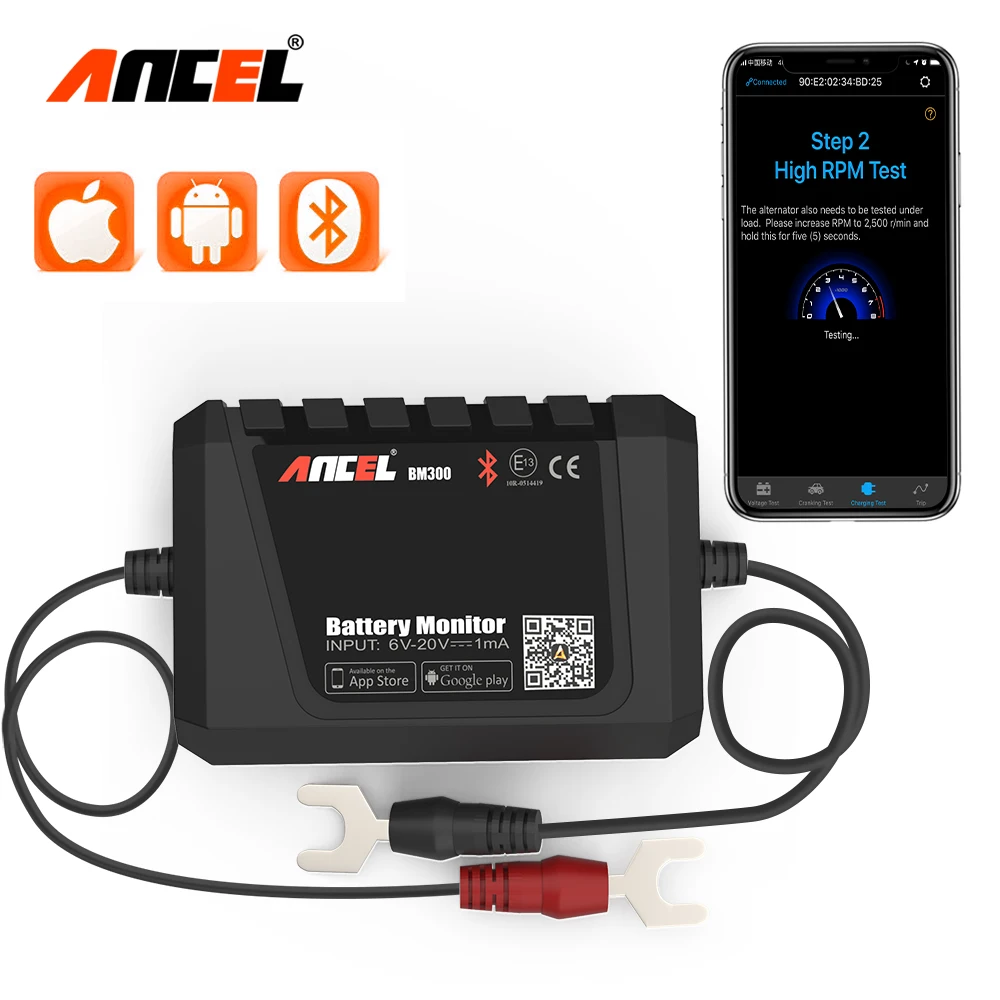 ANCEL BM300 12V Батарея Тесты er для Android и IOS через Bluetooth Электрический зарядки Тест На