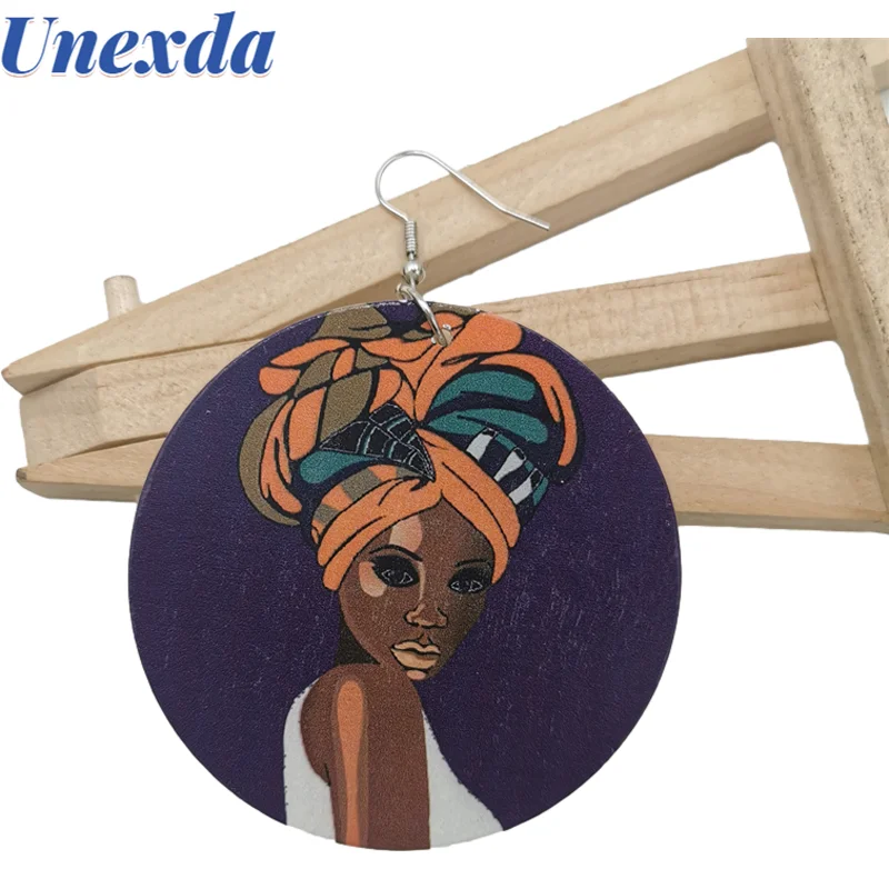 

Unexda Luxury Big Earrings For Women Boho Handmade Wood Round Dangle Earrings Korean Fashion Designer Jewelry Gothic Accessories