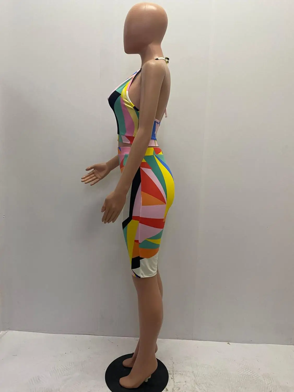 

2020 Women Two Pieces Sets Summer Tracksuits Strap V-Neck Sleeveless Tops+Jogger Shorts Leggings Sexy Suit Fitness Outfit