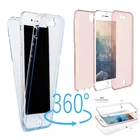 Прозрачный двойной силиконовый чехол для IPhone 6 6S 7 8 Plus SE 2020 360, мягкий гелевый Чехол из ТПУ на весь корпус для IPhone 13 12 11 Pro XR XS Max