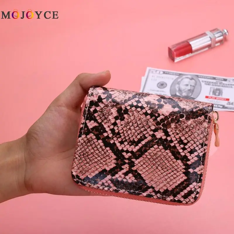 Модный клатч из искусственной кожи, женский короткий кошелек для монет, змеиный кошелек с принтом