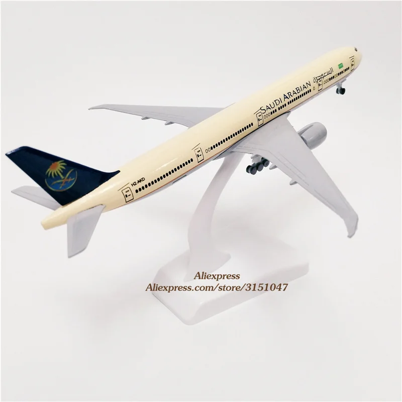 Модель самолета 19 см авиакомпании Саудовской Аравии B777 модель из металлического