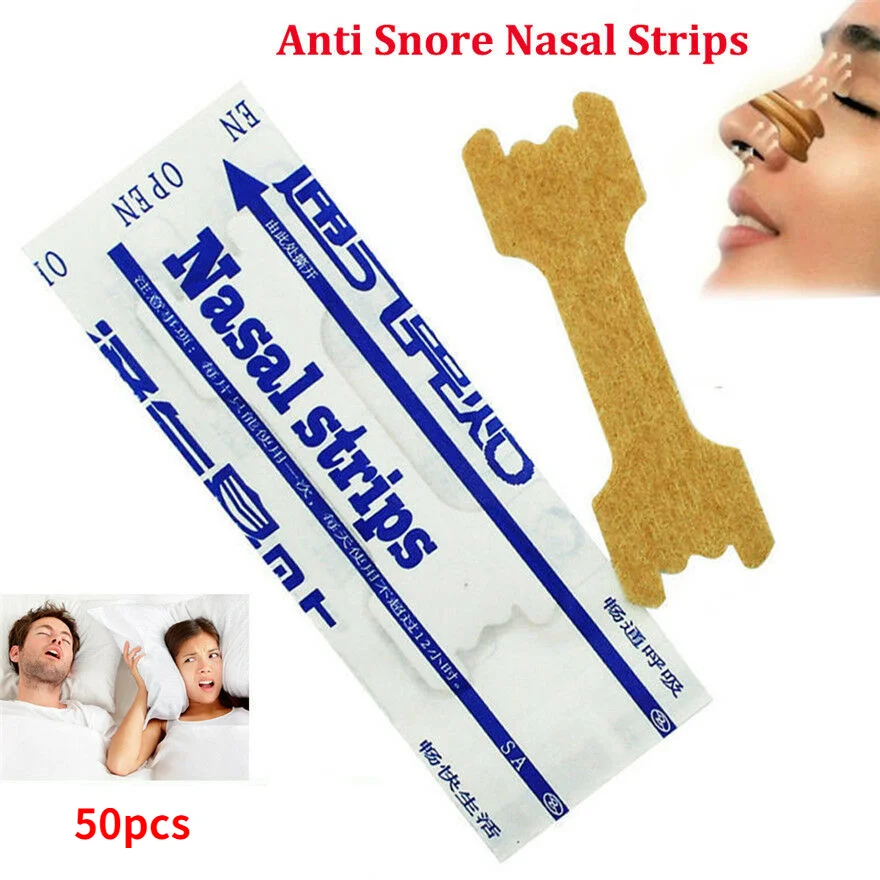 

50 Pcs Breathe Nasal Strips Right Way Stop Snoring Anti Snoring Strips Easier Better Breathe Health Care