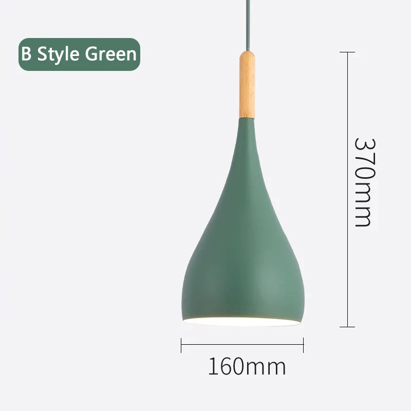 B Style green Подвесной светильник в скандинавском стиле, современный светодиодный подвесной светильник E27, подвесной светильник для кухни, гостиной, бара, ресторана, спальни, подвесной светильник, абажур - Цвет корпуса: B Style green