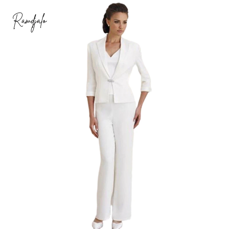 Платье для матери невесты белые костюмы из 3 предметов костюм-брюки с рукавом 3/4