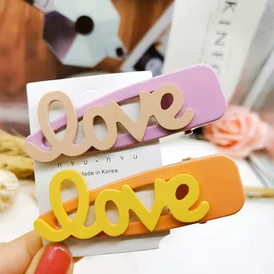 Милые заколки для волос карамельного цвета с надписями Love девочек аксессуары