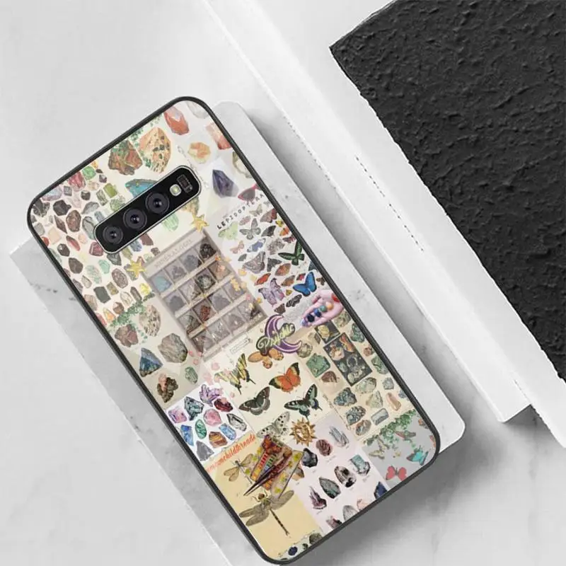 

Beauty Butterfly Phone Case glass For Samsung S10 S20 S9 Plus s6 7 edge Note9 10 Luxury brand
