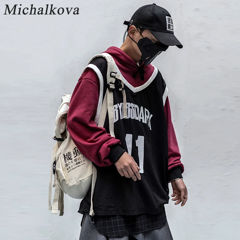Michalkova Harajuku Ninja 11 баскетбольная Свободная Толстовка в стиле хип хоп с принтом