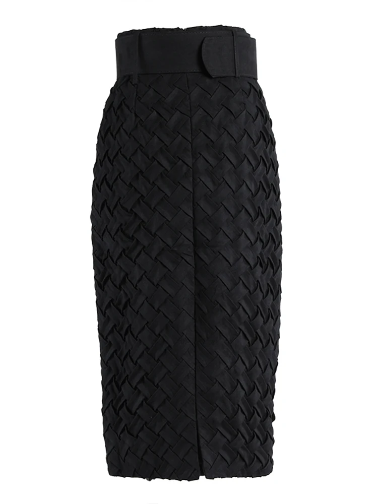 TWOTWINSTYLE повседневная трикотажная юбка для женщин с высокой талией простая