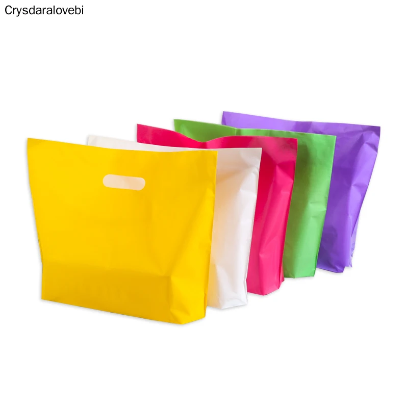 

100pcs Small large Plastic Bag Purple red Jewelry Boutique Gift Bag With Handle Plastic Shopping Bag And gift Packaging bag