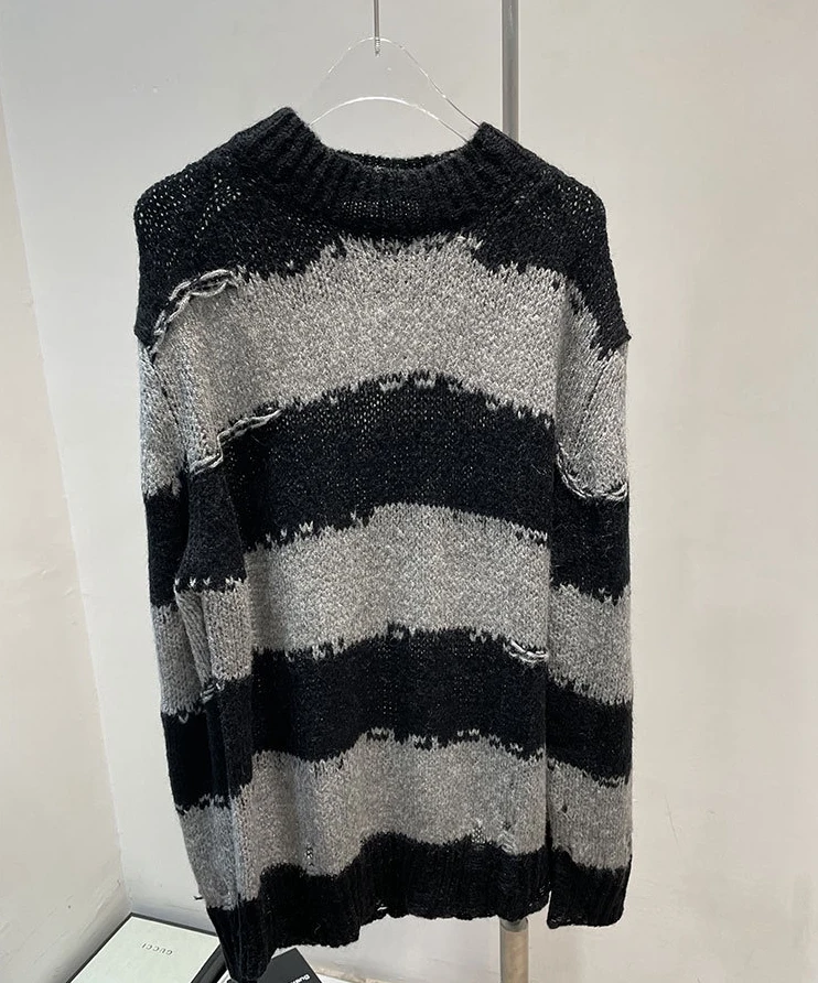 Женский свитер 2021 осень зима новый скандинавский Свободный Полосатый пуловер с