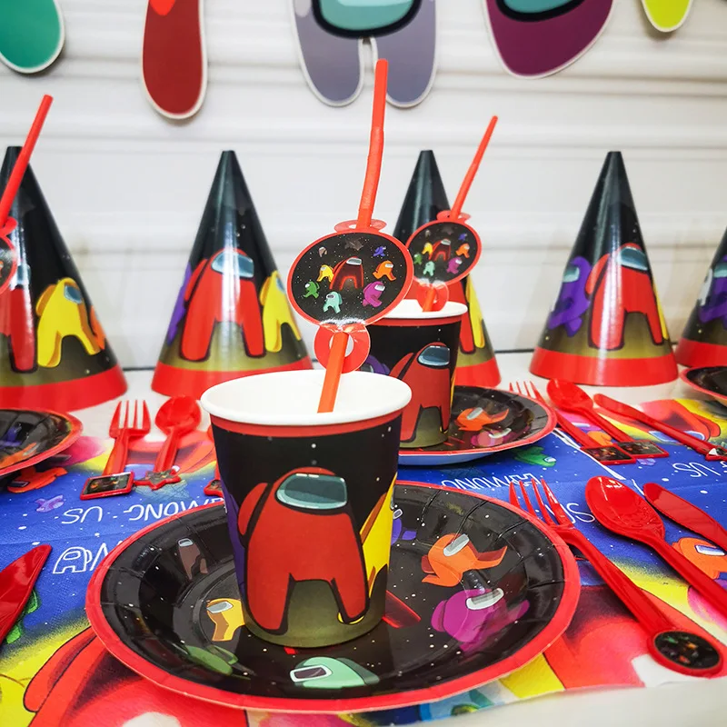 

Among Us Party Decor Video Game Birthday Party Disposable Tableware Set Baby Shower Kids Crewmate All Game Boy Toys