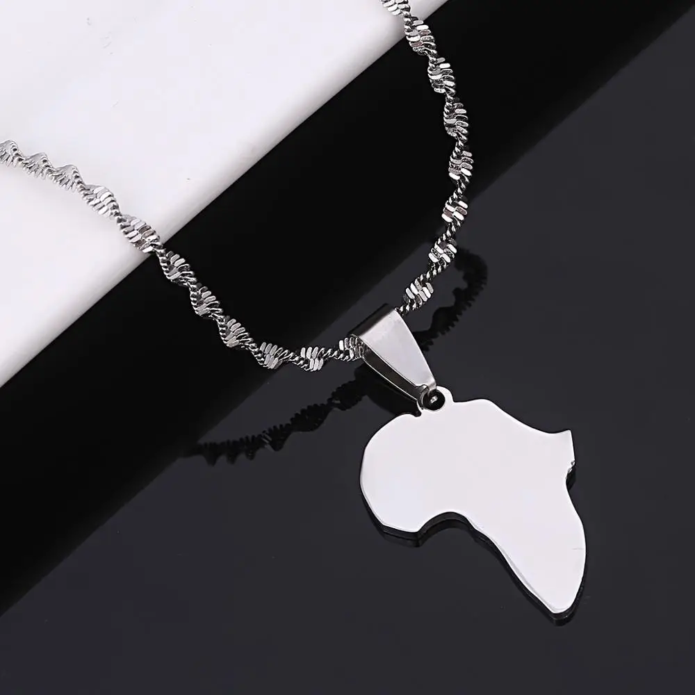 Stainless Steel Fashion African Map Pendant Necklace of Africa Chain Jewelry | Украшения и аксессуары