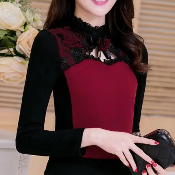 Базовые Рубашки Блузки отвесные хит для женщин осень зима приталенный Parchwork