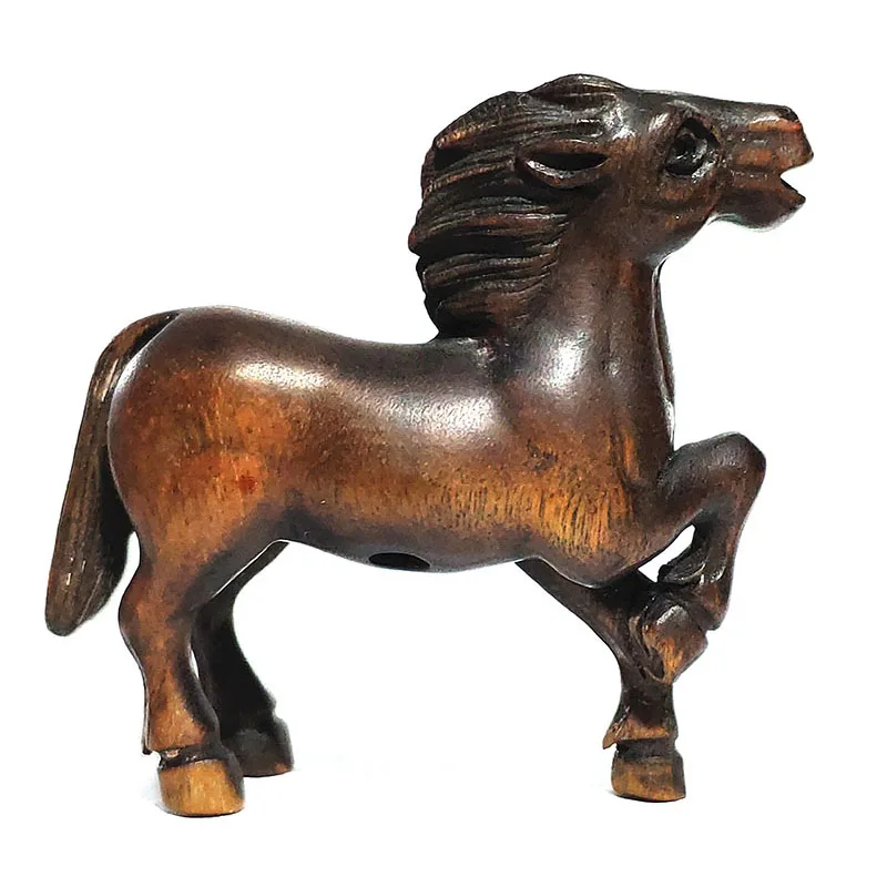 

Y5794-Коллекционная 20 лет 2 "ручной работы из древесины крепкой породы нэцкэ-красивый декор с изображением лошади