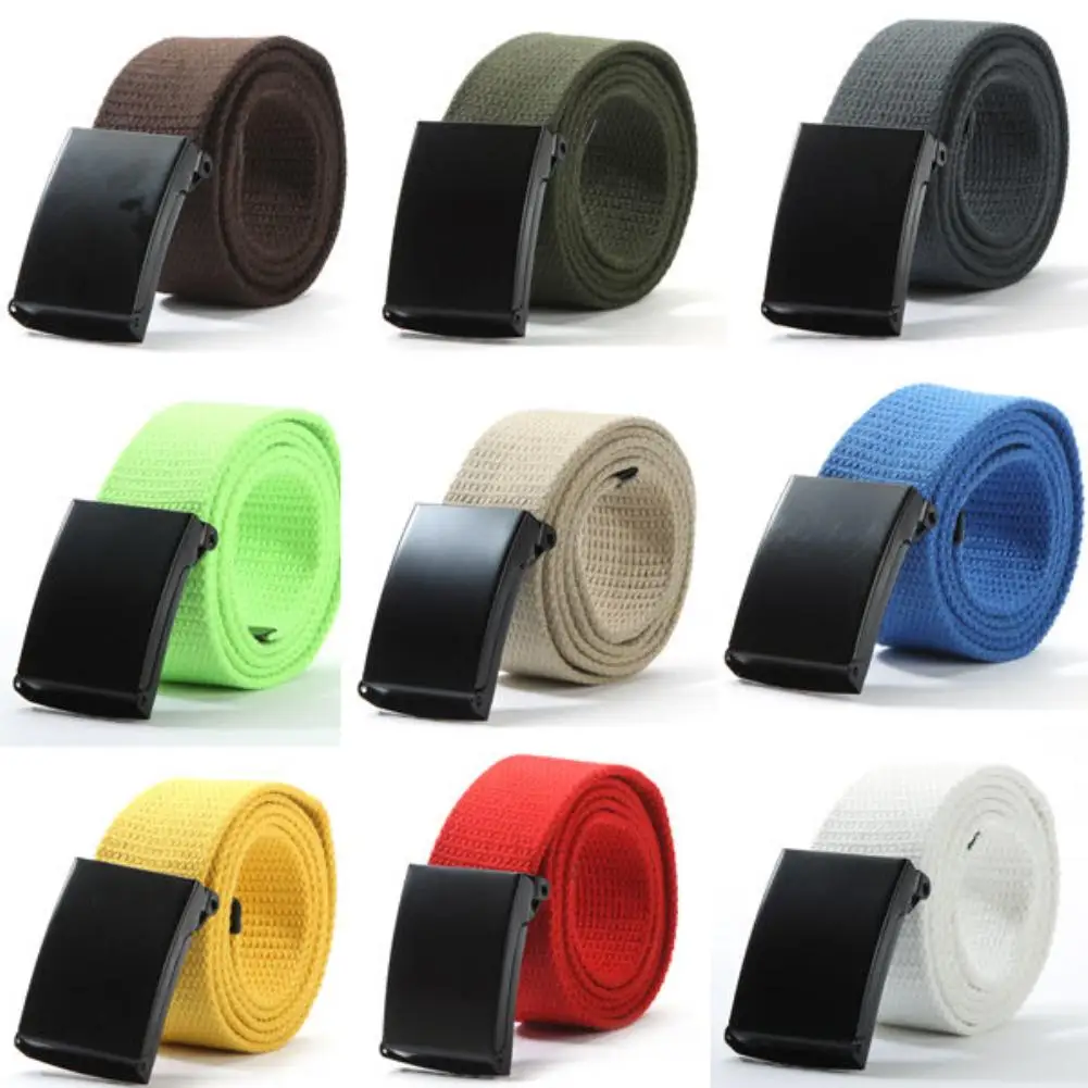 

Fashion Unisex Casual Solid Color Plain Webbing Canvas Waist Belt Waistband