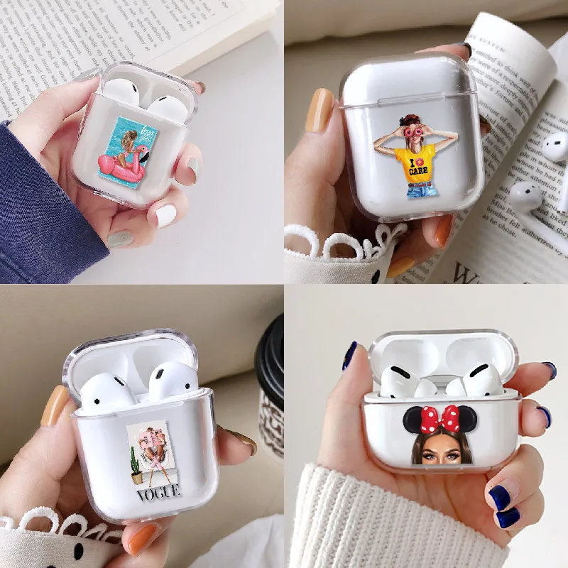 

Classy Girl Mom Baby Princess Summer Earphone Case For iPhone Charging Box Hard Clear Protective Cover