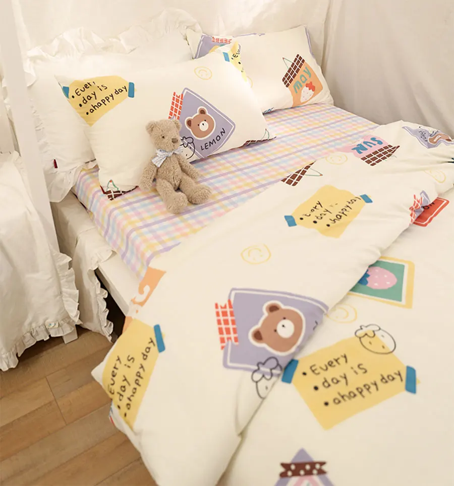 

Cute cartoon bear bedding set kid child teen girl,colorful cotton twin full queen home textile bed sheet pillow case quilt cover