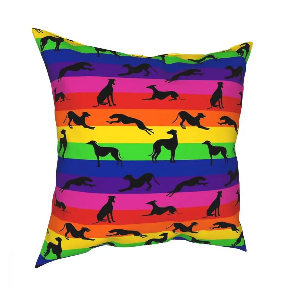 Greyhound Silhouettes Square Pillow Case Polyester Cushions for Sofa Whippet Sighthound Dog Awesome Pillowcase | Дом и сад