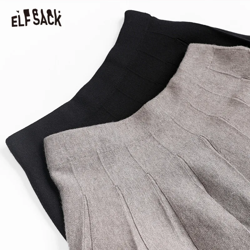 ELFSACK черная однотонная плиссированная трикотажная короткая юбка с высокой