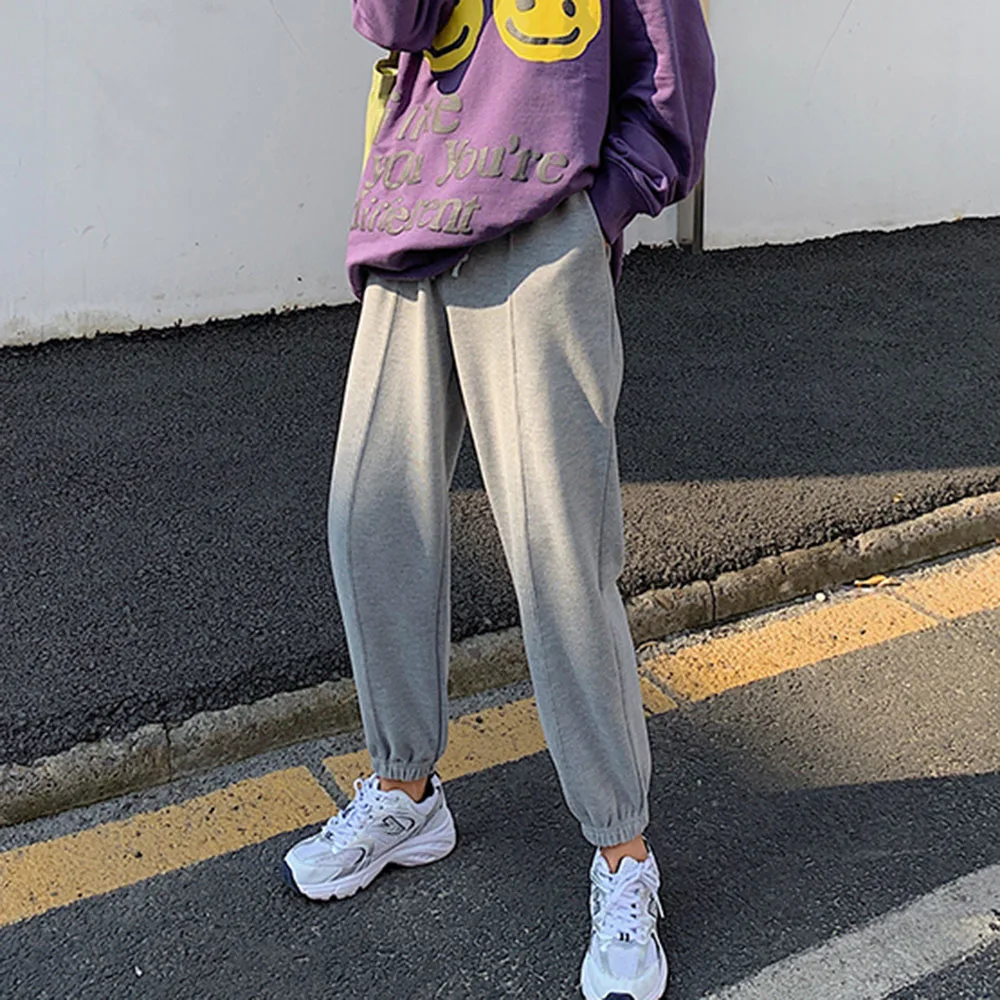 

Japan Style Casual Pants Spring Summer Korean Fashion Temperament Loose Casual Tie Feet Solid Color Tight Simple Straight