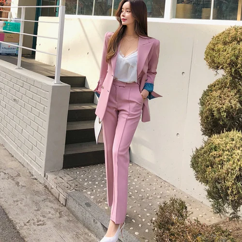 2019 осень 2020 весна новый корейский красный приталенный деловой Блейзер + брюки 2