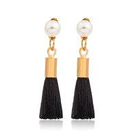 korean fashion pearl tassel chain earrings retro simple copper earrings creative metal earrings female jewelry gift