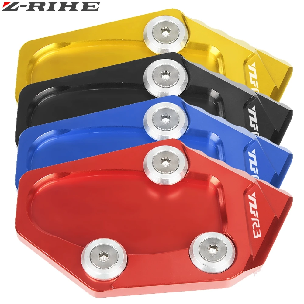 

For Yamaha YZF R3 YZF-R3 2015 2016 Motorcycle CNC Aluminum Foot Kickstand Extension Pad Plate Side Stand Enlarger YZF R3 LOGO