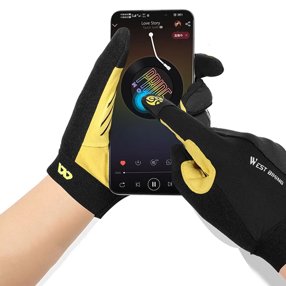 

WEST BIKING Touch Screen Cycling Gloves Full Fingers Gel Breathable Anti-Slip Racing Bicycle Gloves For Road MTB Bike Motorcycle