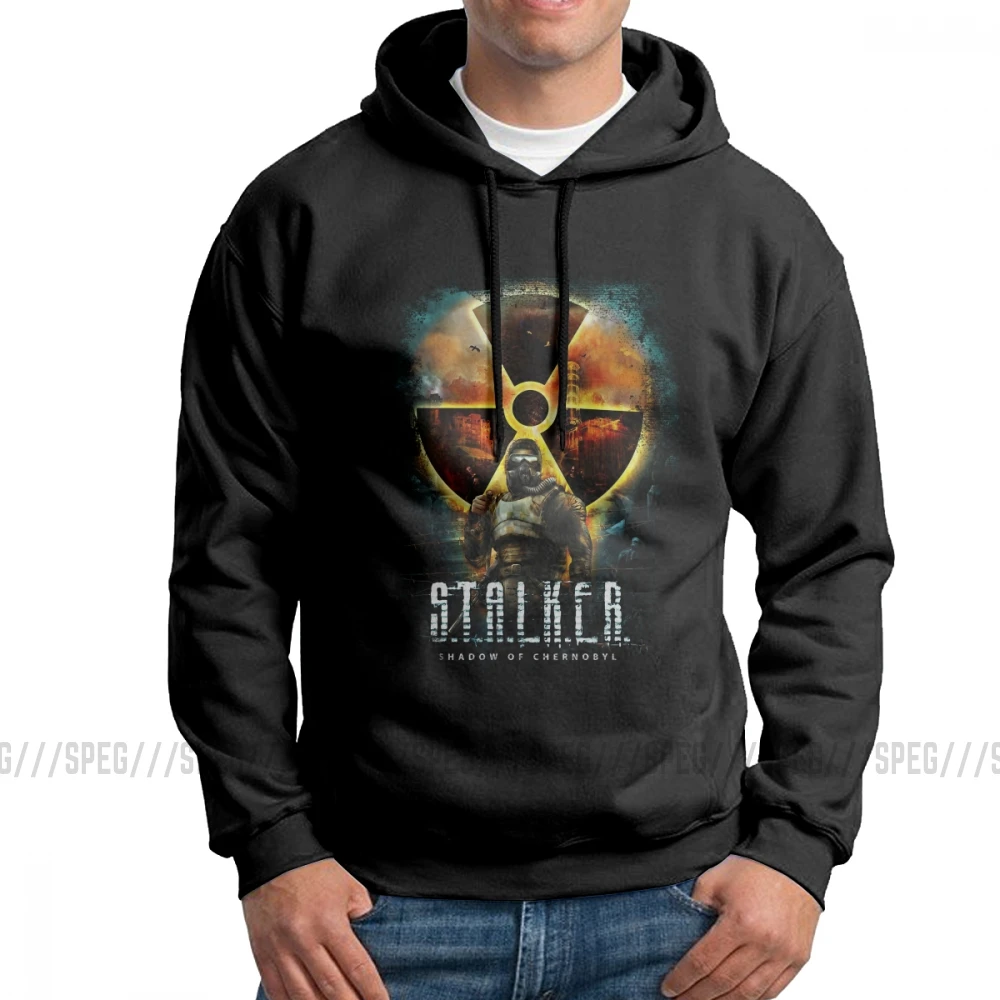 Stalker Shadow Of Чернобыль, мужские толстовки с капюшоном, хлопок, юморная толстовка, Оригинальная одежда, топы - Цвет: Черный