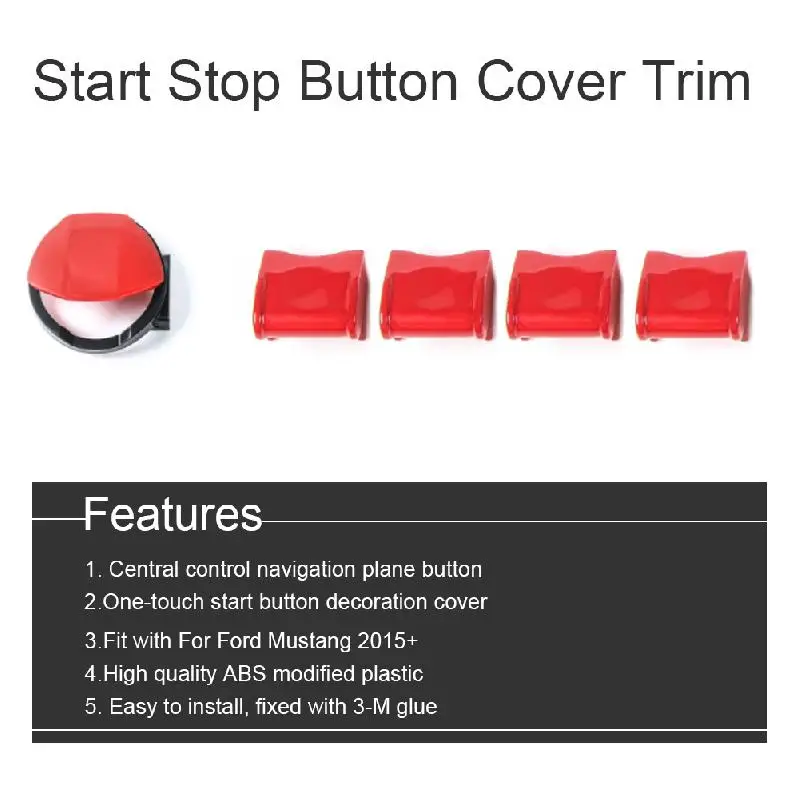 Красная накладка на кнопки запуска и остановки самолета для Ford Mustang 2015 + наклейки