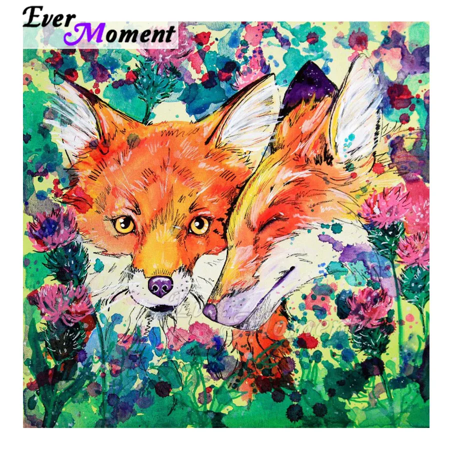 Алмазная живопись с лисой и цветком Ever Instant 5D картина стразы мозаика