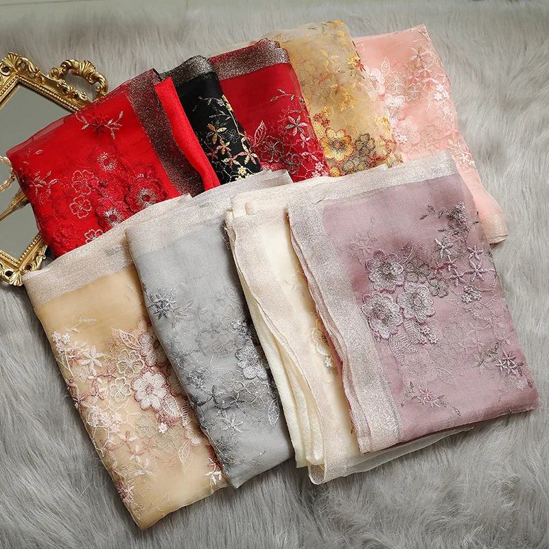 Новый Шелковый шерстяной шарф с вышивкой 2020 женские модные шали и палантины