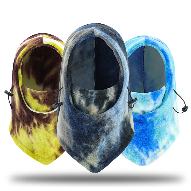 

Face Mask Autumn Winter Warm Balaclava Polar Fleece Tie-Dye Dye Head Cover Adjustable Climb Skiing Cycling Neckerchief Cap