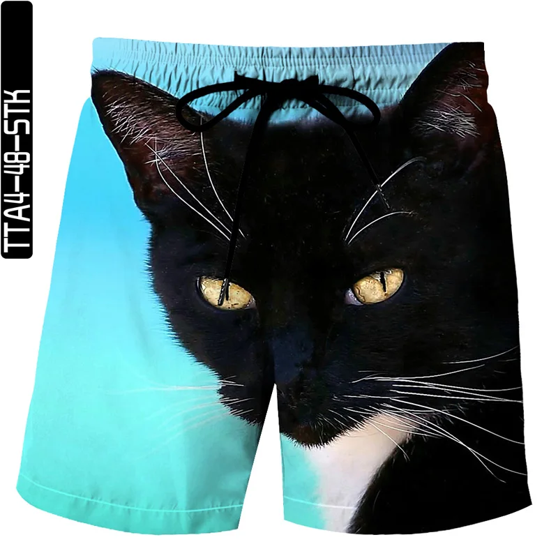 

2021 summer men and women new cute cat 3D printing casual beach shorts fitness men casual shorts fashion sports men's pants
