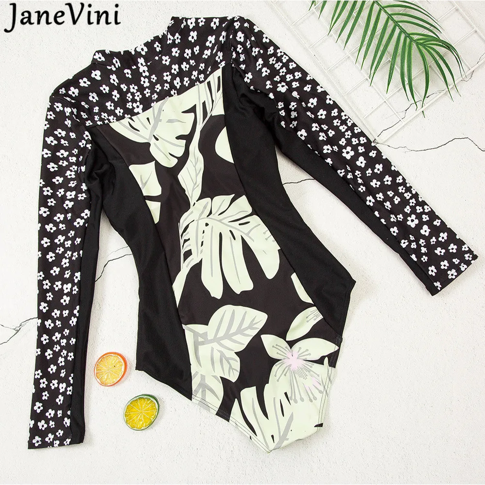 Сексуальный черный слитный купальник jaevini с длинным рукавом стринги купальники