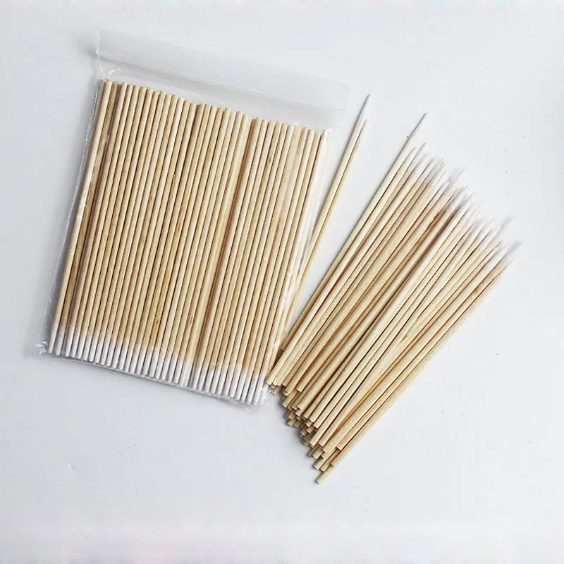 100/300/500 stücke Holz Baumwolle Tupfer Kosmetik Permanent Make-Up Ohr Sauber Sticks Knospen Micro Pinsel Wimpern Kleber entfernen Werkzeug – Detail 3