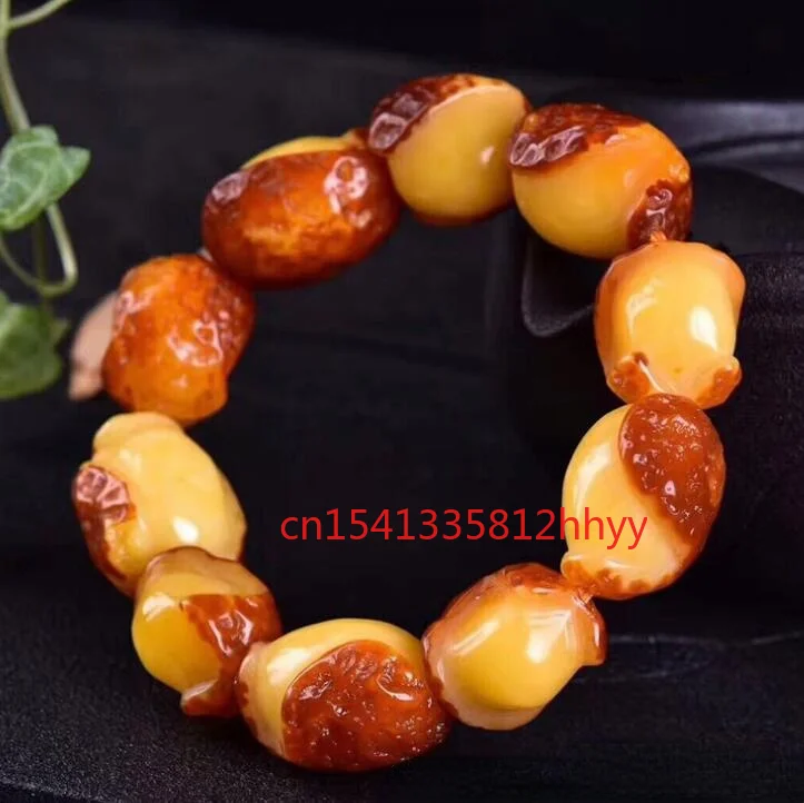 

Браслет из натурального янтарного пчелиного воска с красным кожаным браслетом, очаровательные украшения, браслет ручной работы для женщин ...