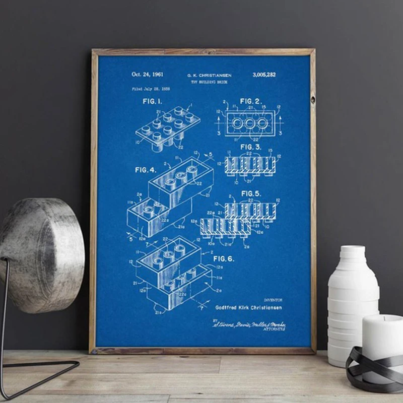 Legos строительные блоки патент игрушечное настенное искусство постеры декор