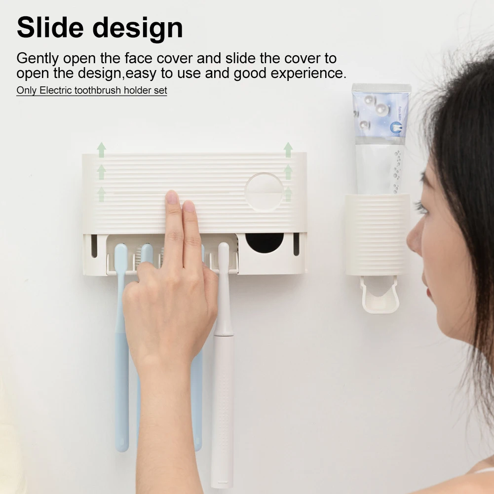 

Electric Toothbrush Holder Modern Wall Mounted Home Easy Install For Bathroom UV Toothpaste Dispenser Multifunction Durable