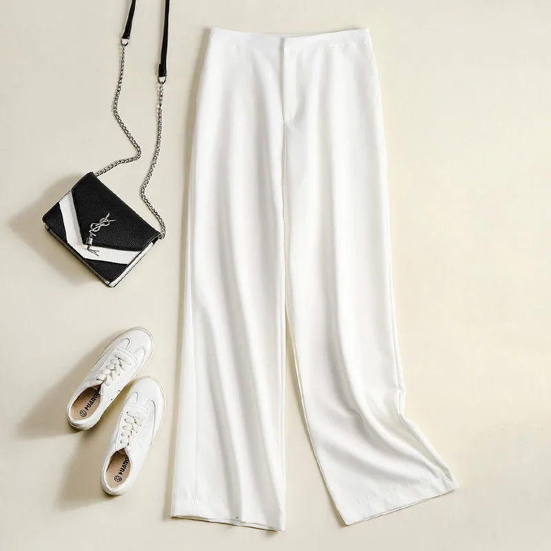 

2021 New Spring Auutmn Women Elegant Zipper Fly High Waist Long Pants Office Lady Fashion Straight Suit Trousers Streetwear O275